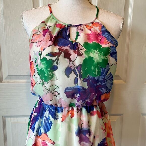 🎄Lily Rose High Low Floral Sleeveless Keyhole Dress - Picture 3 of 12
